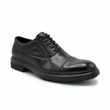 Aston Marc Mens Tuscan Cap Toe Dress Shoes // Black (US Men's Size 8)