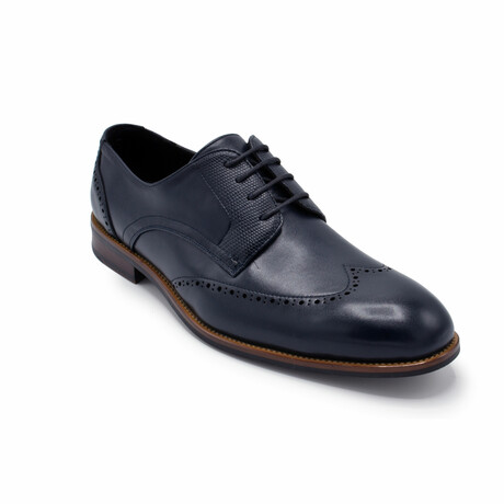 Aston Marc Mens Premier Wingtip Dress Shoes // Navy (US Men's Size 8)