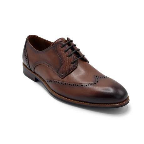 Aston Marc Mens Premier Wingtip Dress Shoes // Tan (US Men's Size 8)