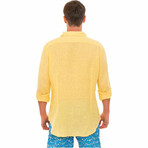 Wide Collar Dress Shirt // Yellow (L)