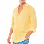 Wide Collar Dress Shirt // Yellow (S)