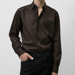 Organic Dress Shirt // Dark Brown (2XL)