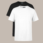 Crew Neck Tees // 2 Pack // Black, White (M)