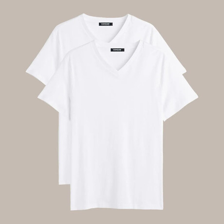 V Neck Tees // 2 Pack  // White (S)