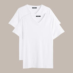 V Neck Tees // 2 Pack // White (M)