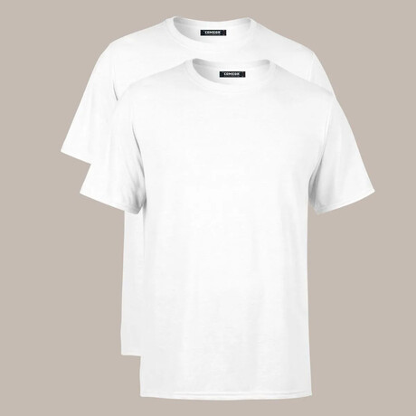 Crew Neck Tees // 2 Pack // White (S)