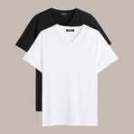 V Neck Tees // 2 Pack // Black, White (L)