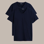 V Neck Tees // 2 Pack // Navy (L)