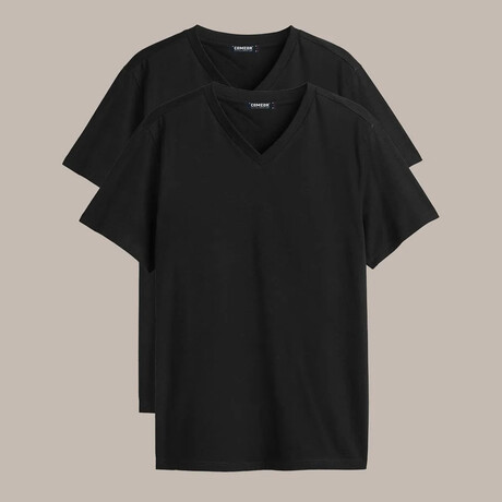 V Neck Tees // 2 Pack // Black (S)