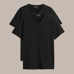 V Neck Tees // 2 Pack // Black (M)