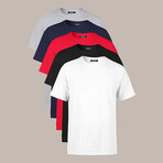 Crew Neck Tees // 5 Pack // Gray, Navy, Red, Black, White (M)