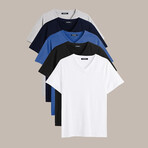 V Neck Tees // 5 Pack // Gray, Navy Blue, Black, White (L)
