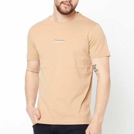 Crew Neck Logo Tee // Beige (S)