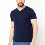 V Neck T-shirt // Navy (L)