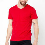 V Neck T-shirt // Red (XL)