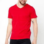 V Neck Tees // 5 Pack // Gray, Navy, Red, Black, White (L)
