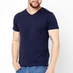 V Neck Tees // 5 Pack // Gray, Navy, Red, Black, White (L)