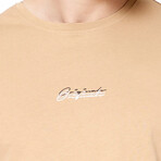 Crew Neck Logo Tee // Beige (L)
