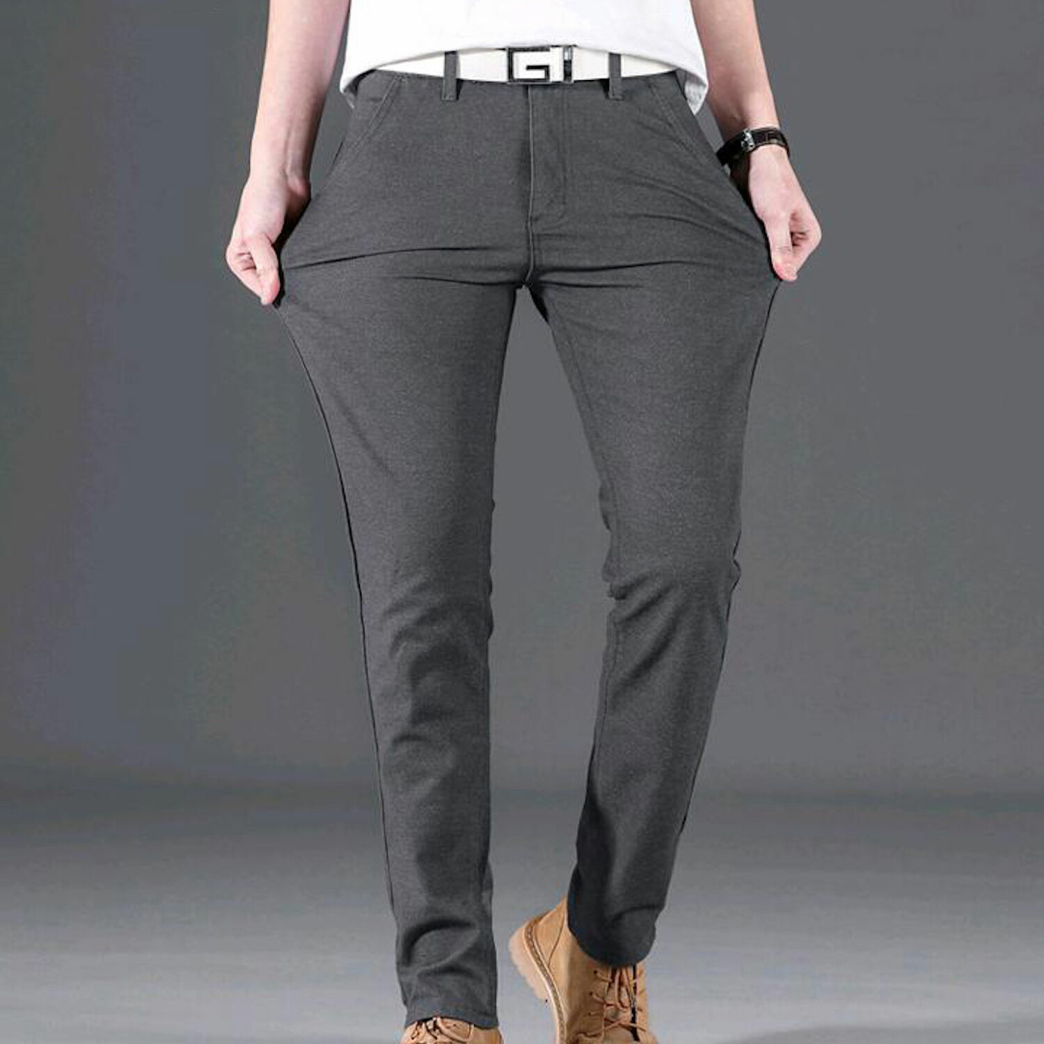 Slit Pocket Slim Fit Pants // Gray (31) - Amedeo Exclusive Pants ...