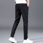 Striped Slim Fit Pants // Black (29)