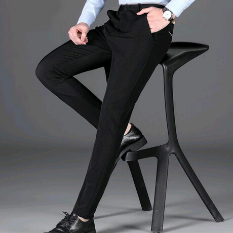 Contrast Trim Slim Fit Pants // Style 2 // Black + White (28)