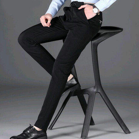 Contrast Trim Slim Fit Pants // Style 2 // Black + Gray (28)