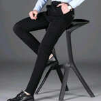 Contrast Trim Slim Fit Pants // Style 2 // Black + Gray (38)