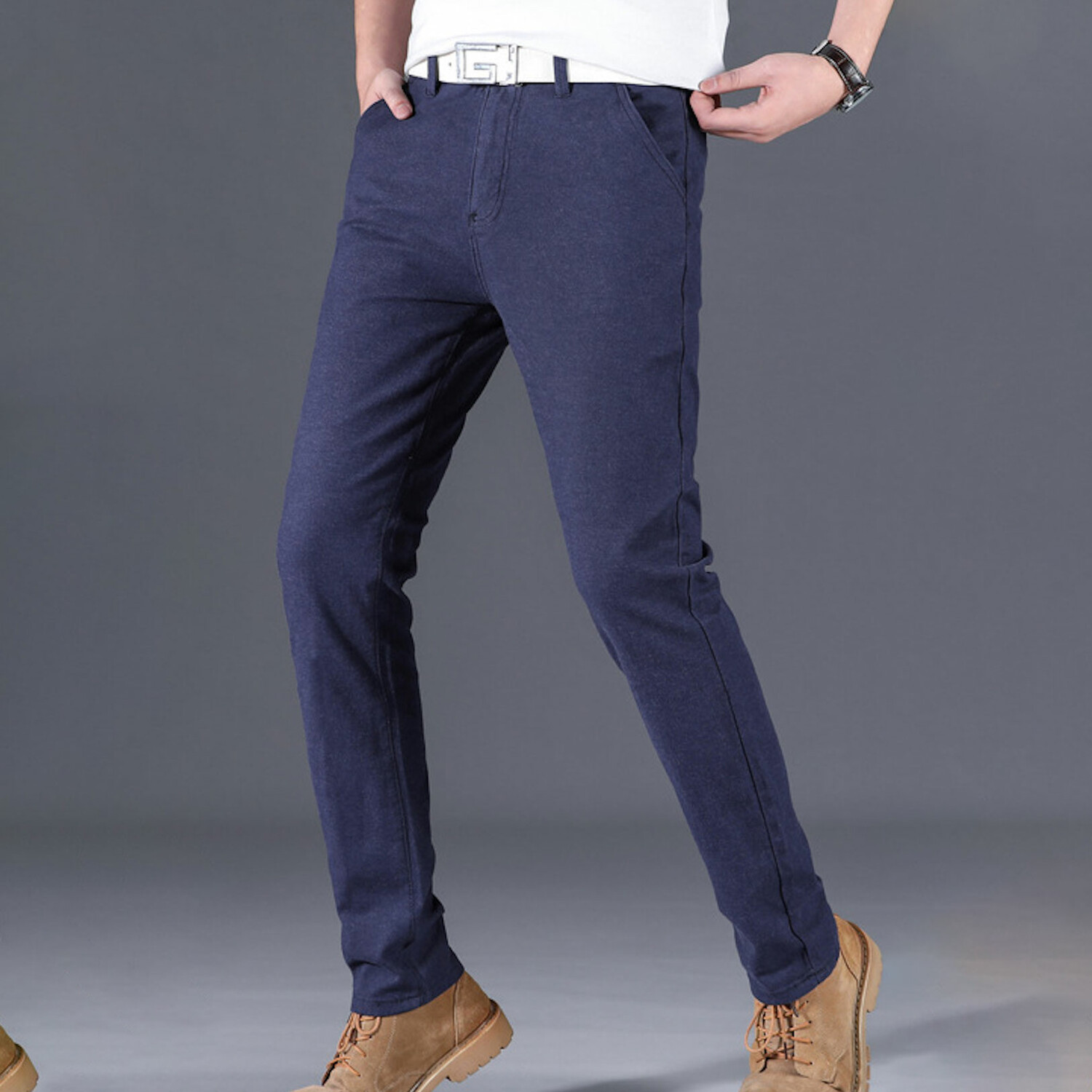 Slit Pocket Slim Fit Pants // Blue (31) - Amedeo Exclusive Slim Fit ...