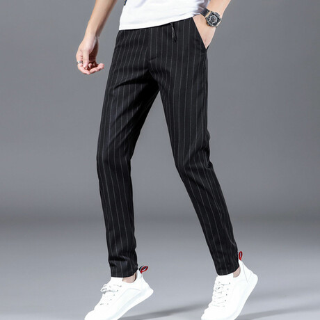 Striped Slim Fit Pants // Black (28)