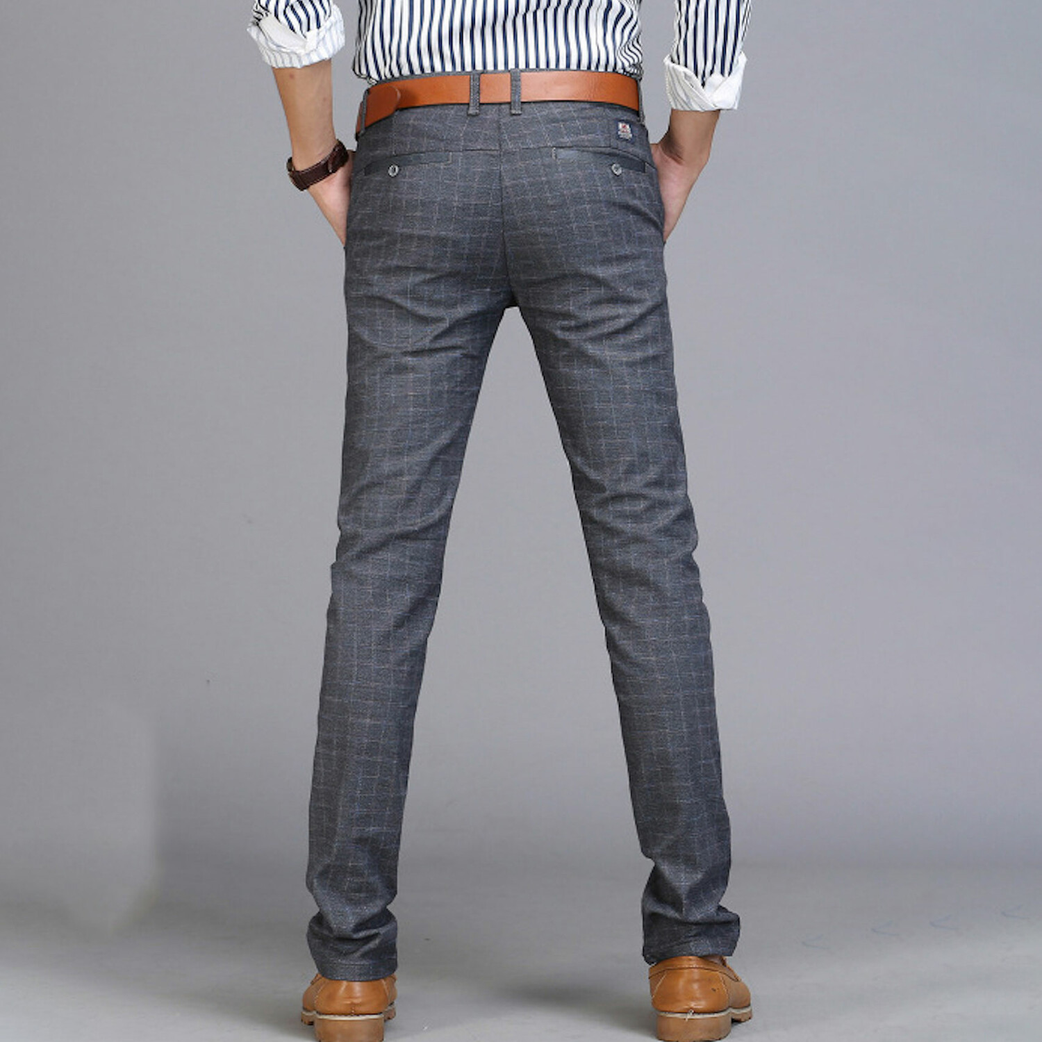Grid Print Slim Fit Pants // Dark Gray (32) - Amedeo Exclusive Slim Fit ...