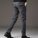 Grid Print Slim Fit Pants // Style 2 // Light Gray (29)