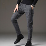 Grid Print Slim Fit Pants // Style 2 // Light Gray (36)