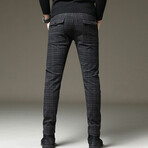 Grid Print Slim Fit Pants // Style 2 // Dark Gray (30)