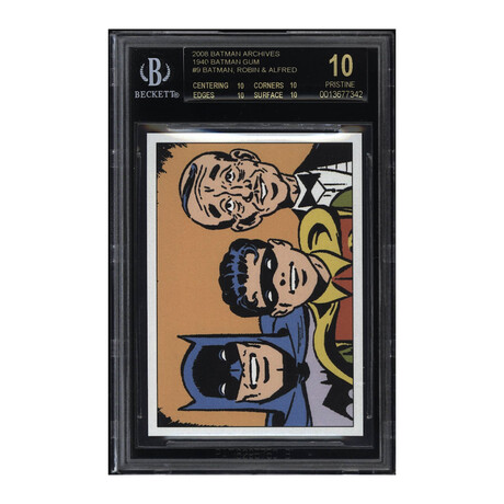 2008 Batman Archives 1940 Batman Gum #9 Batman, Robin & Alfred // BGS 10 Pristine Black Label