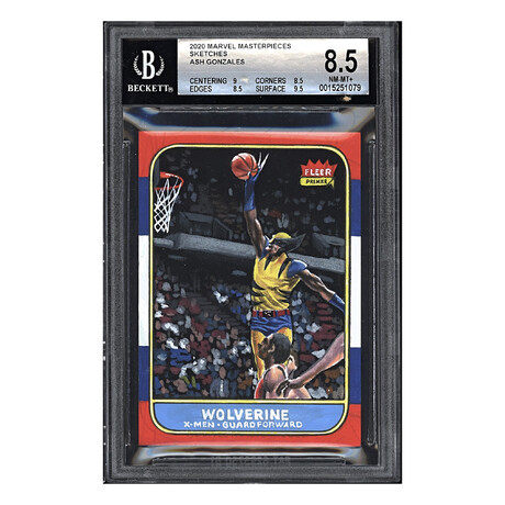 2020 Marvel Masterpieces Sketches Ash Gonzales Wolverine 1986 Fleer Michael Jordan // BGS 8.5 Original Sketch 1/1