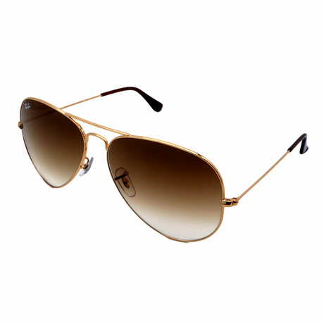 Unisex Aviator RB3025 1/51 Non-Polarized Sunglasses // Gold + Gradient Brown