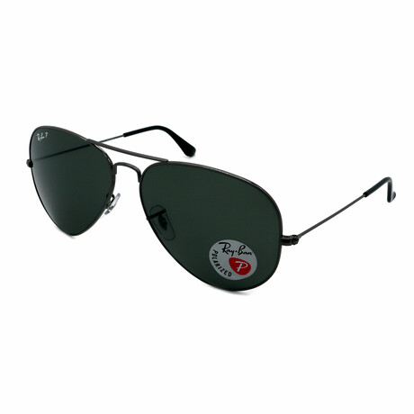 Unisex Aviator RB3025 004/58 Polarized Sunglasses // Gunmetal + Polarized Green