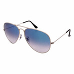 Unisex Aviator RB3025 3/3F Non-Polarized Sunglasses // Silver + Light Blue Gradient