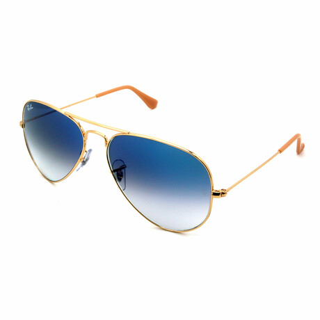 Unisex Aviator RB3025 1/3F Non-Polarized Sunglasses // Gold + Clear Gradient Blue