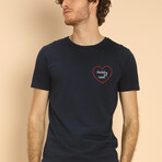 Daddy Cool Coeur T-shirt // Navy (S)