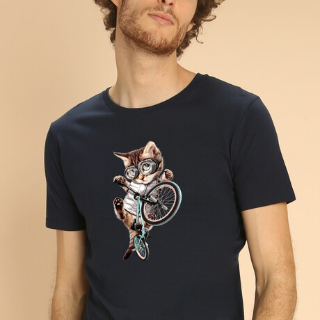 BMX Cat T-shirt // Navy (S)