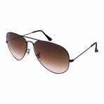 Unisex Aviator RB3025 4/51 Non-Polarized Sunglasses // Gunmetal + Clear Brown Gradient