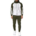 Color Block Tracksuit // Green + White + Black (L)