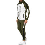 Color Block Tracksuit // Green + White + Black (2XL)