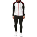 Color Block Tracksuit // Style 1 // White + Black + Red (L)