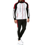 Color Block Tracksuit // Style 1 // White + Black + Red (M)