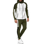 Color Block Tracksuit // Green + White + Black (L)