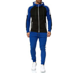 Color Block Tracksuit // Blue + Black + White (3XL)