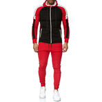 Color Block Tracksuit // Red + Black + White (L)