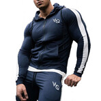 Hooded Workout Set // Navy Blue + White (L)